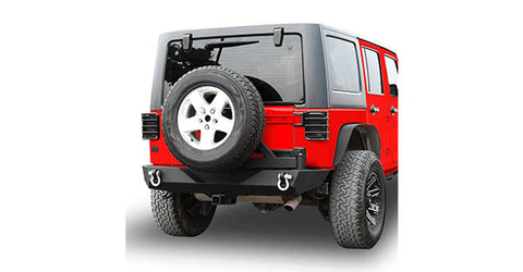 Rear bumper of a red jeep