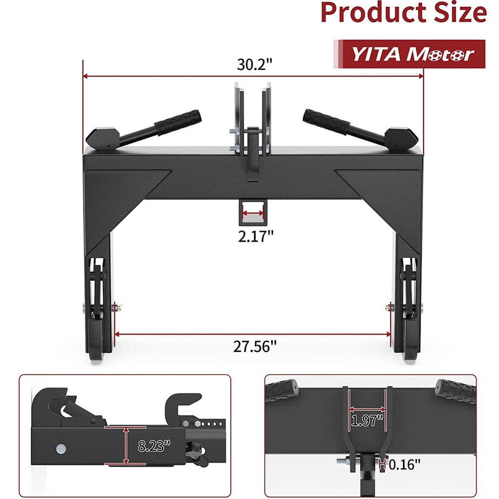 YITAMOTOR® 3-Point Quick Hitch 3000LBS Lifting and Towing Capacity Com ...