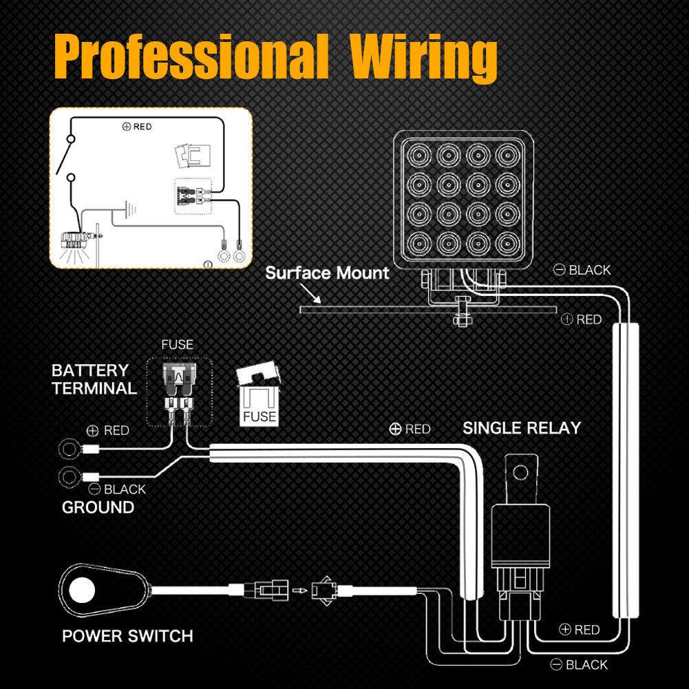 LED Light Bar Wiring Harness with Fuse Relay On & Off Switch for Jeep - YITAMotor