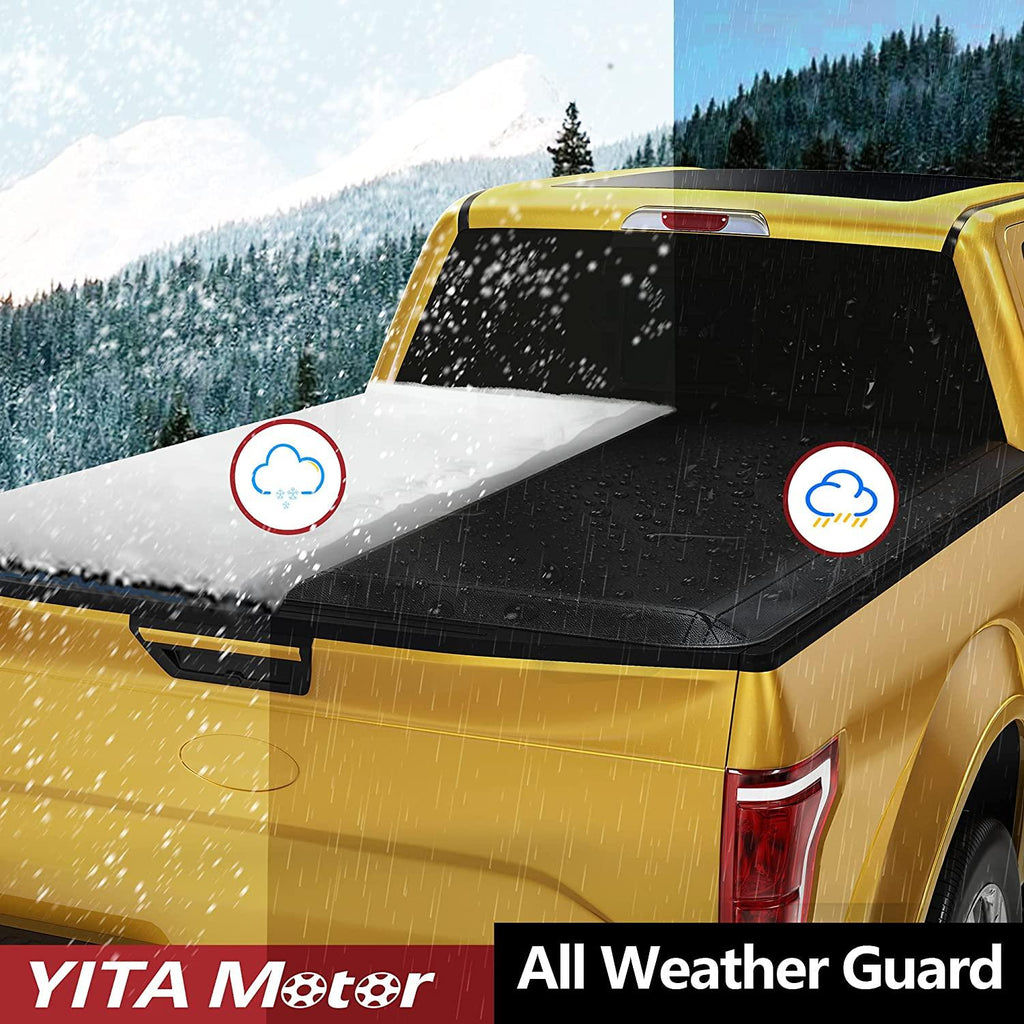 YITAMOTOR® Soft Quad Fold 1999-2016 Ford F-250 Super Duty, Styleside 6.75 ft Bed Truck Bed Tonneau Cover