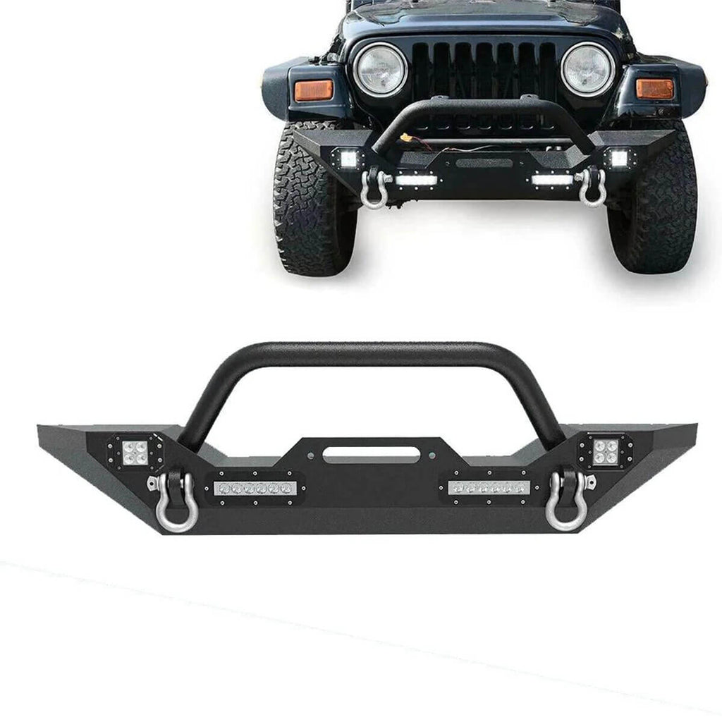 YITAMOTOR® 87-06 Jeep Wrangler YJ TJ Front Bumper w/D-ring & LED Light –  YITAMotor