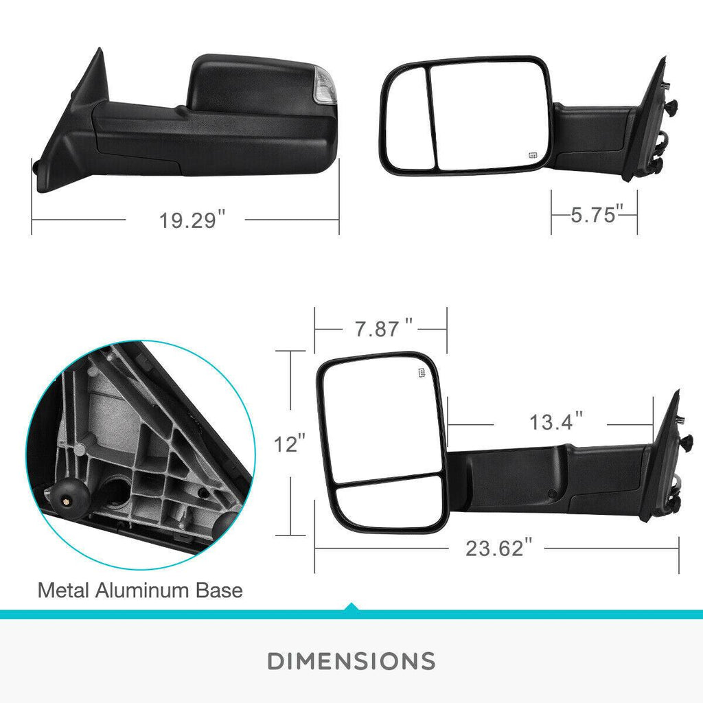 YITAMOTOR® Towing Mirror For Dodge RAM 1500 09-15 Driver Left Side, RA
