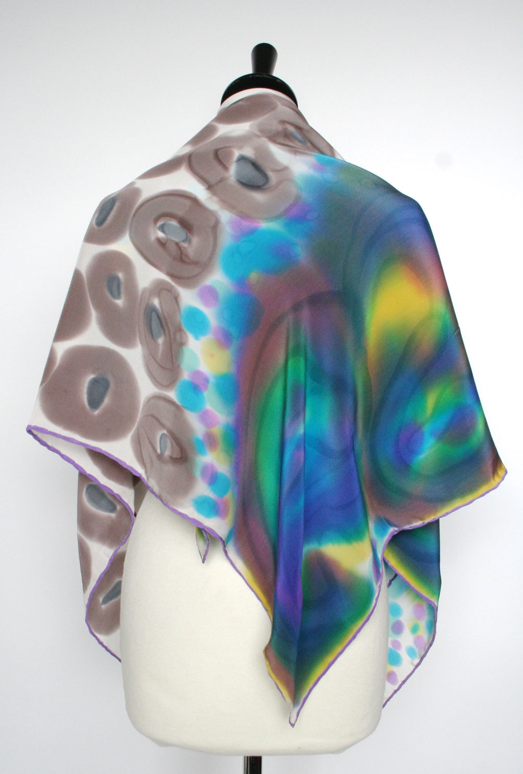 Louis Feraud 1970's Hand Printed Silk Fil Coupe Scarf