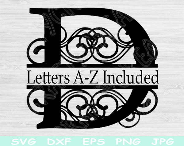 Rose Monogram SVG, Floral Split Name Monogram Svg. Vector Cut file For  Silhouette, Cricut, Pdf Eps Png Dxf, Stencil, Decal, Pin, Sticker.