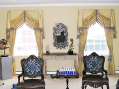 Traditional classic interior design living room family rich colors ornate designs window treatments fabrics south florida