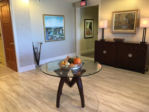 Commercial interior design conference room waiting room combination of contemporary and traditional colorful fabrics south florida boca raton office