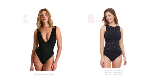 Two models depicting rectangle and hourglass body type.