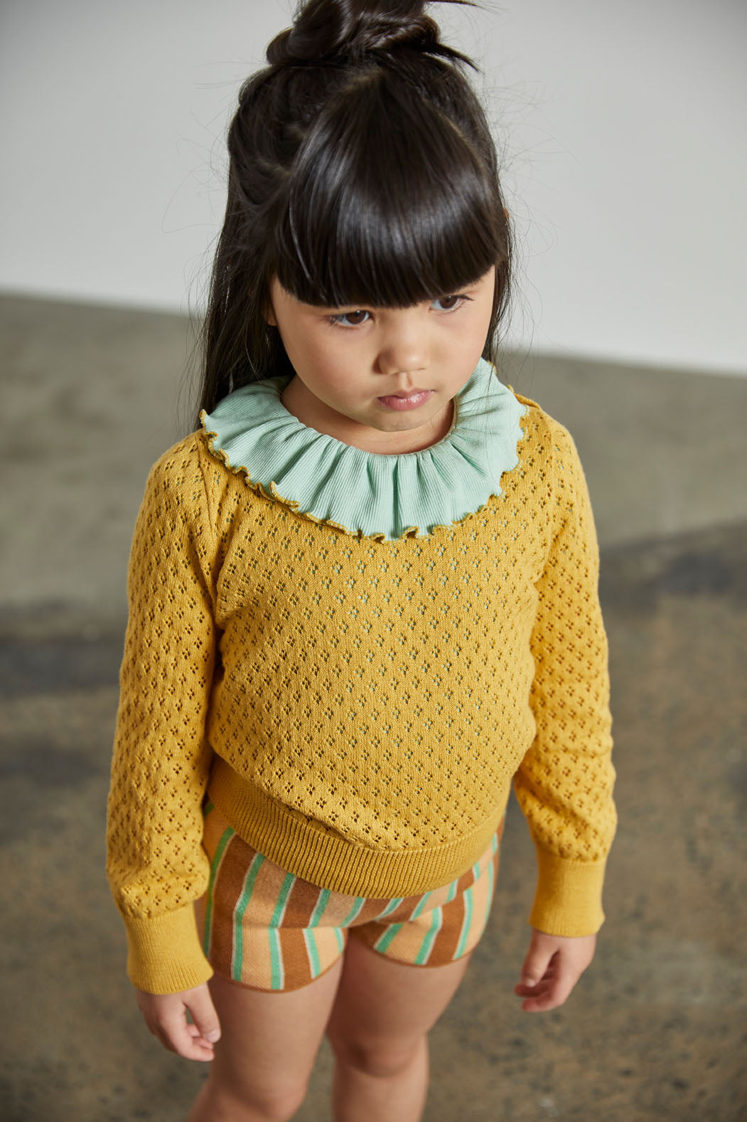 Eyelet Pullover - Ochre - Misha & Puff