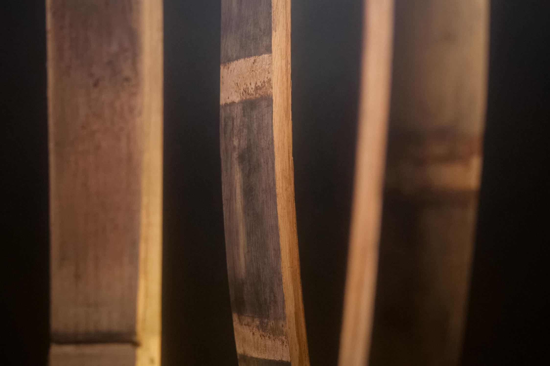 Picture of Swedish oak slats used in making our Swedish oak whisky casks