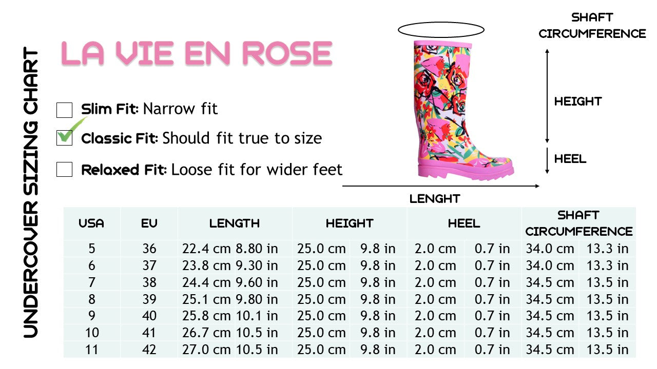 LA VIE EN ROSE WOMEN'S RUBBER RAINBOOTS