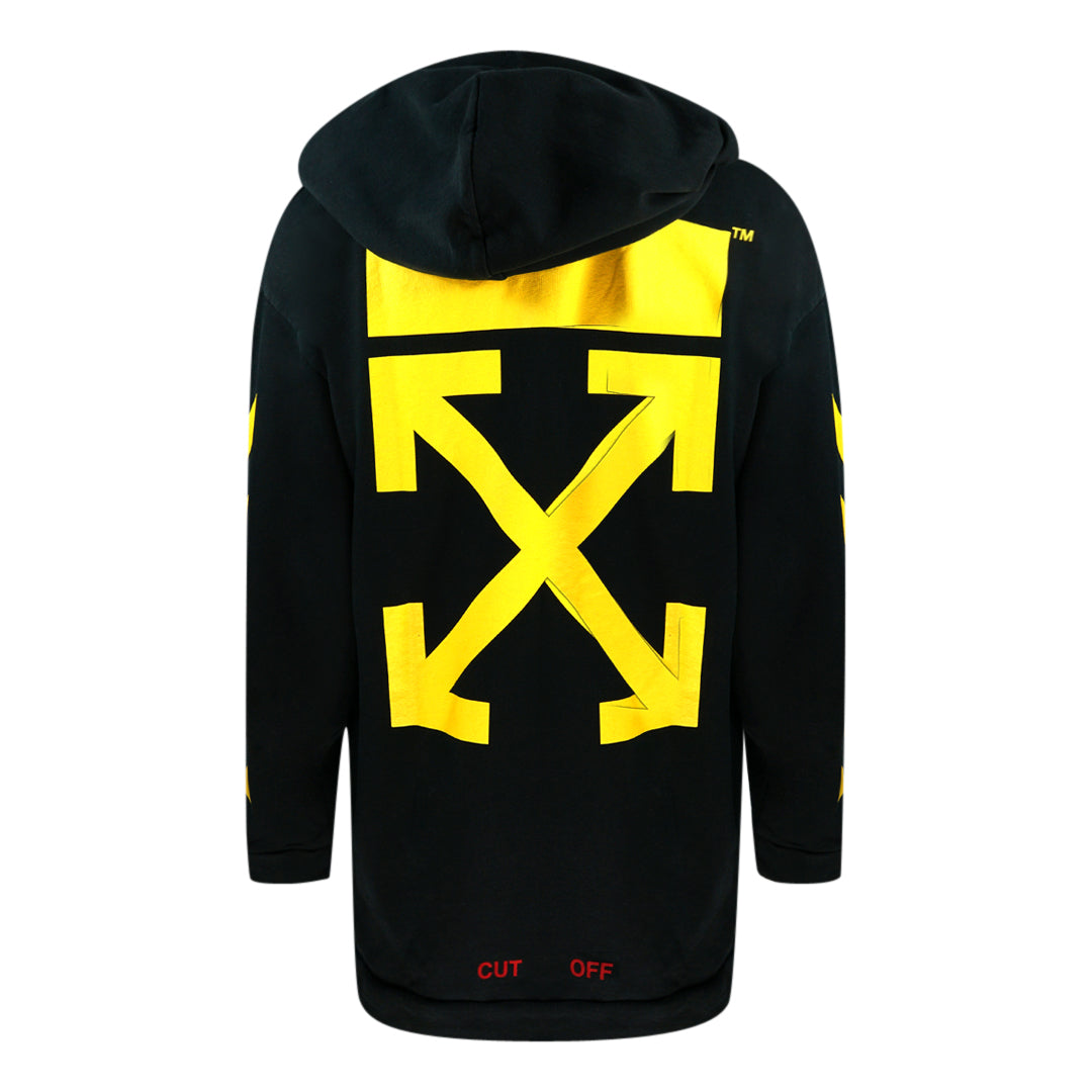 Off-White Printed Annunciazione Logo Long Black Hoodie