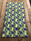 Green, Yellow and  Purple Circle African Head Wrap- M