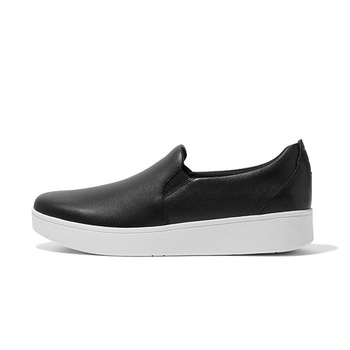 Fitflop Women Rally Leather Slip On Skate Sneakers |FC7-001| Black ...