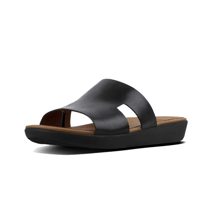Fitflop H Bar Slide Sandals Leather |L12-001| Black – MIXNYCSHOP