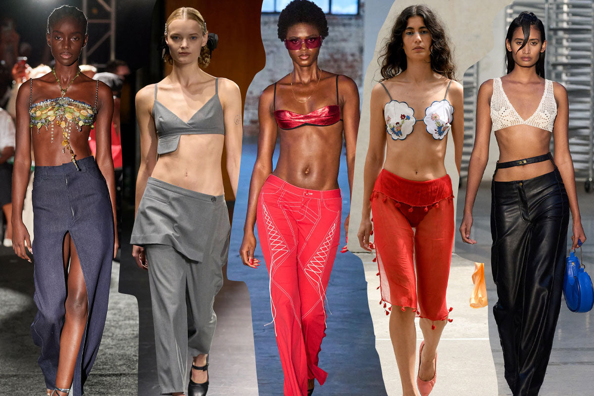 Collage of NYFW SS23 Trends - Bras as tops.