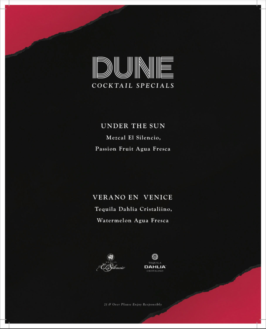 image of the dune cocktail list