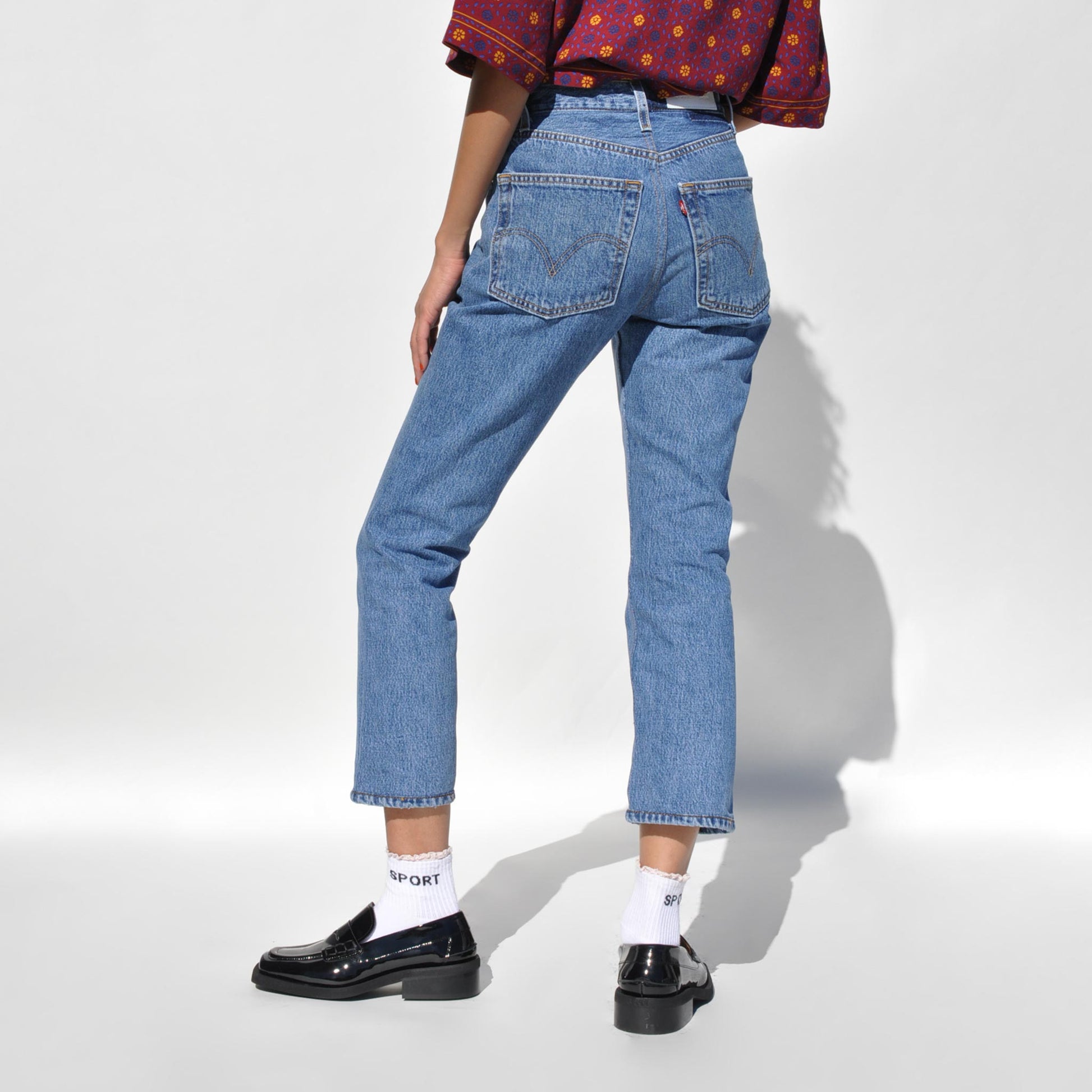 RE/Done - High Rise Crop Redone Levi's Jeans - Indigo | available at LCD