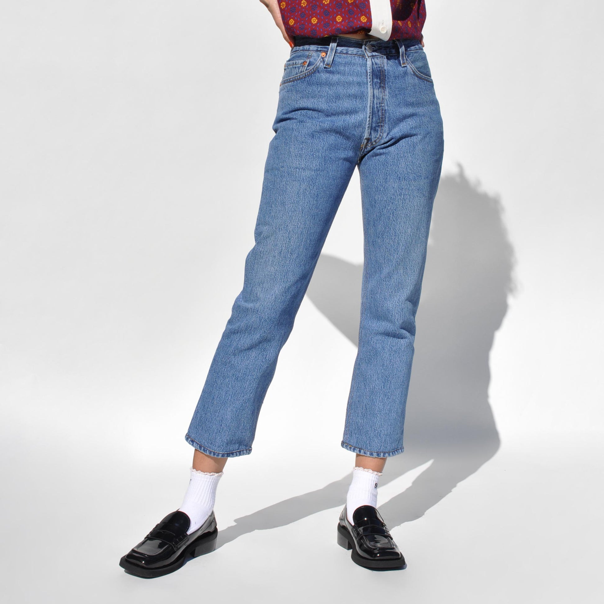 RE/Done - High Rise Crop Redone Levi's Jeans - Indigo | available at LCD