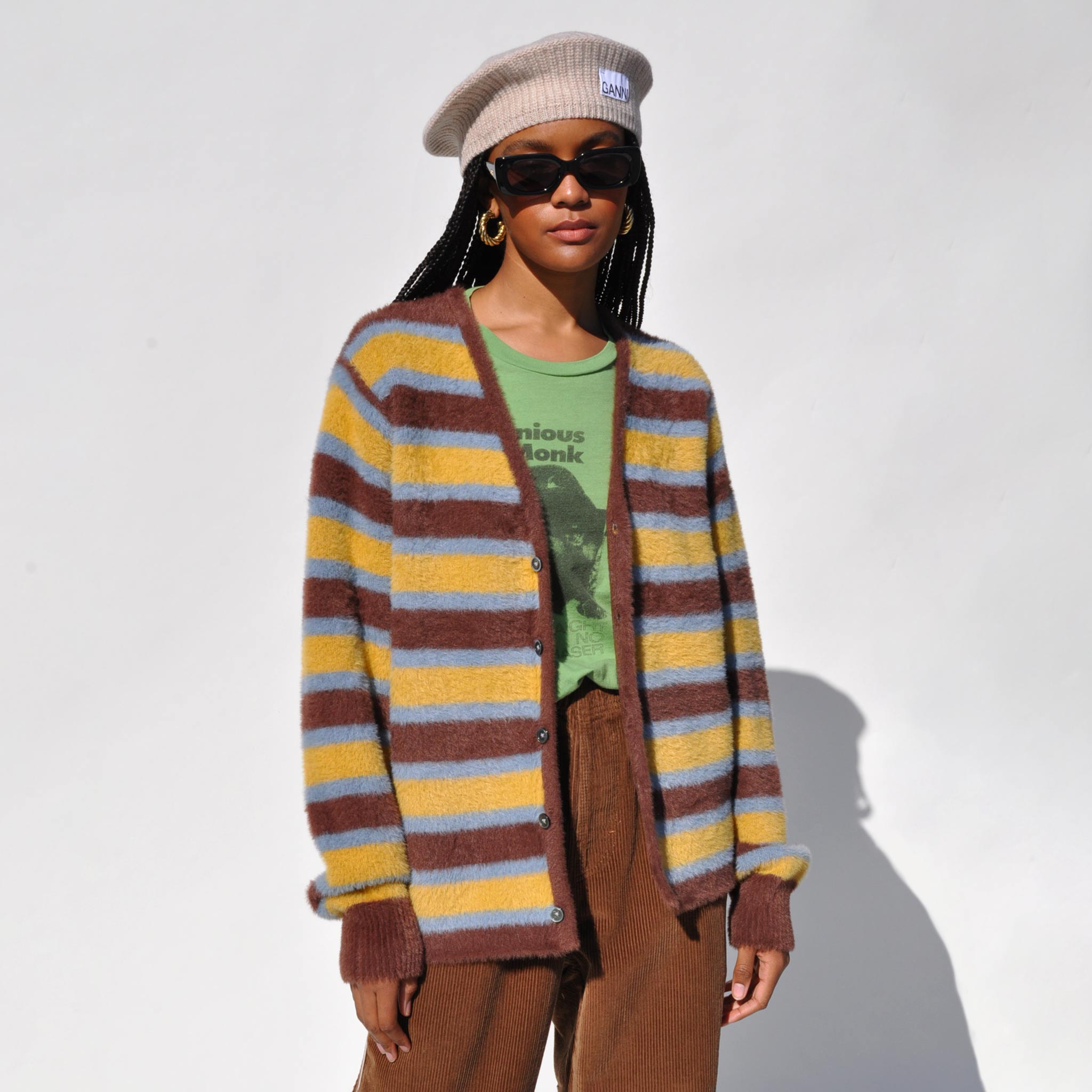 21aw stussy HORIZONTAL STRIPE CARDIGAN-