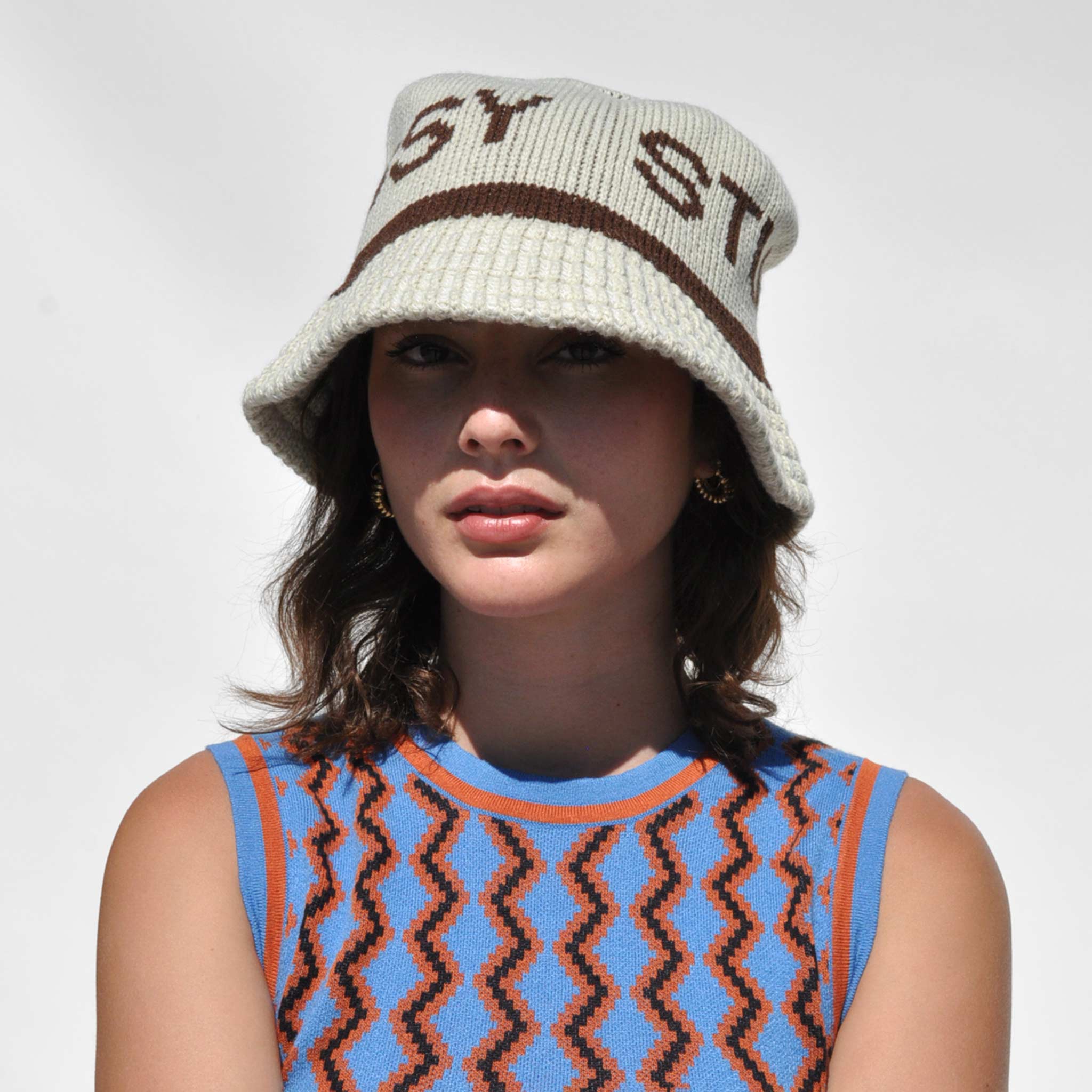 STUSSY JACQUARD KNIT BUCKETHATクラッシャーハットプロフ必読 - ハット