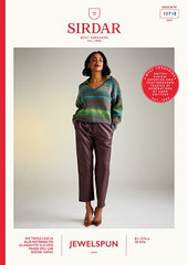 Knitted sweater shown in Sirdar Jewelspun colour 852 Evening Jade