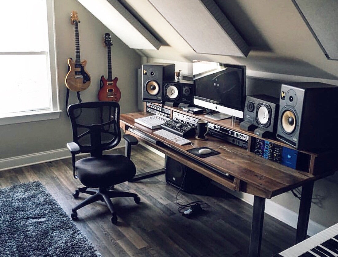 Monkwood Sd88 Studio Desk In Rustic Reclaimed Wood For Audio