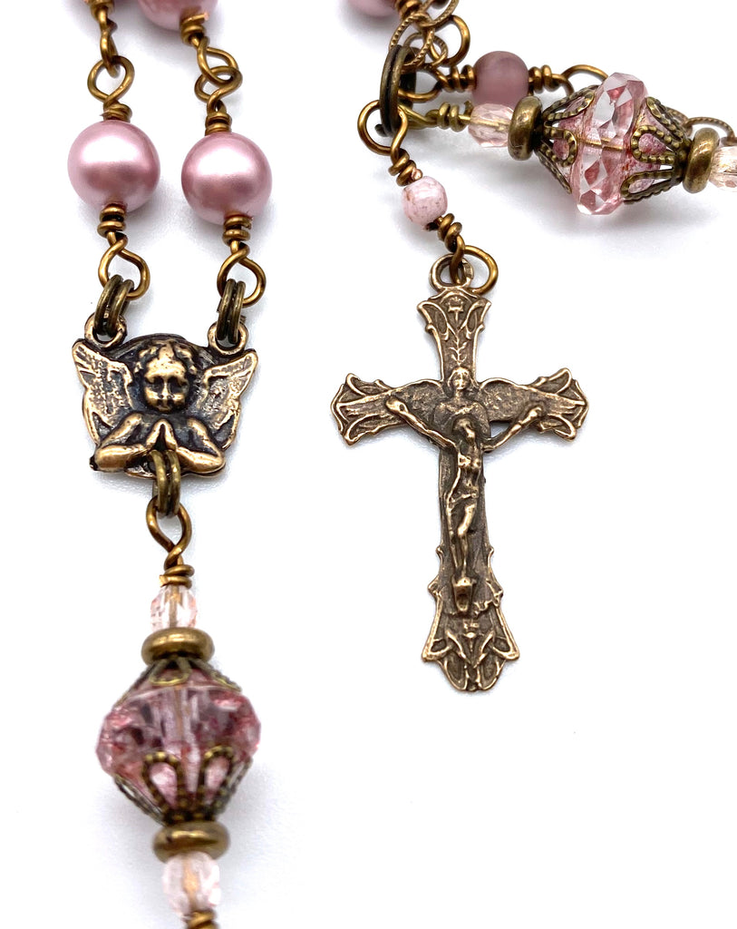 Garnet Gemstone Wire Wrapped Catholic Heirloom Rosary Devotional