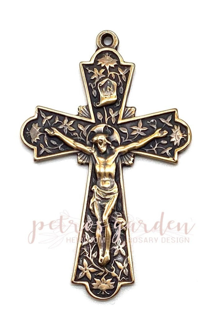 Ornate Victorian Crucifix Cross - Rosary Making Supplies - Made in Italy 1-7/8 Long