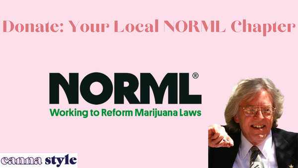 Donate: Your Local NORML Chapter; below, the NORML Logo; in the corner, the founder