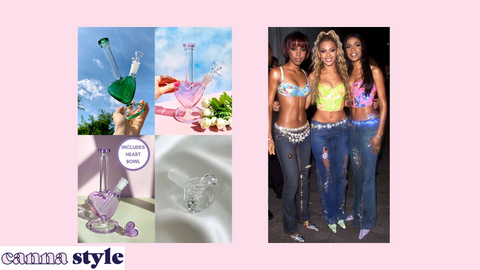 Cute Bongs Heart-Shaped Green Pink Lavender Bongs Diamond Bowl Destiny's Child Y2K Matching Outfits