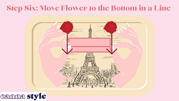 Step Six: Move Flower to the Bottom in a Line; a diagram of rolling a joint