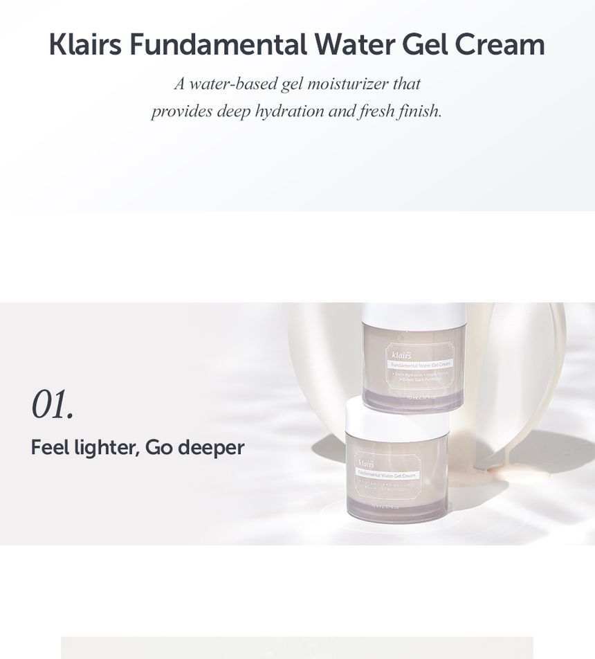 Dear, Klairs Fundamental Water Gel Cream 70ml Glam Touch UK