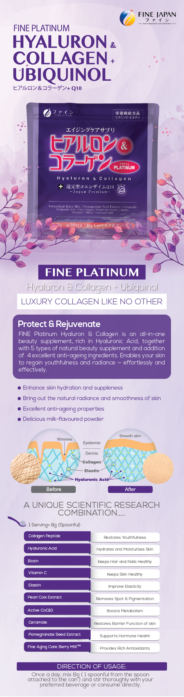 Fine Platinum Hyaluron & Collagen + Ubiquinol 240g