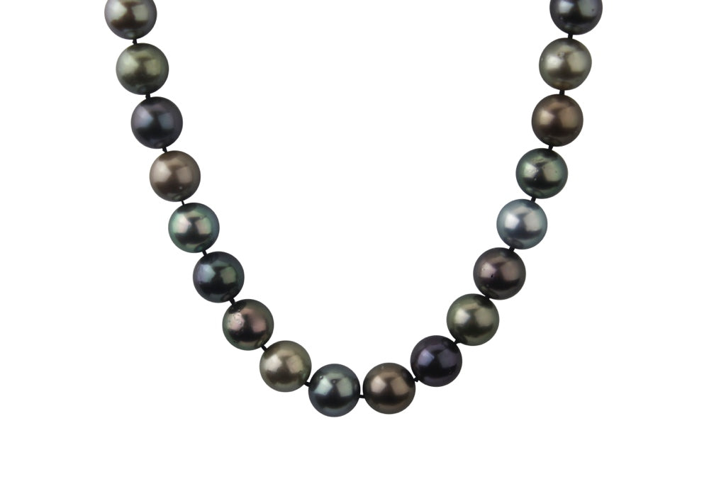 Amazon.com: Mihiarii Tahitian Black Pearl Strand Necklace Sterling Silver  Clasp 10MM Tahiti Baroque Pearl 18