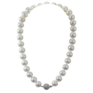 Large Graduated Cultured Freshwater Pearl Necklace with Diamond Clasp - Sherri Bourdage Pearls Chicago