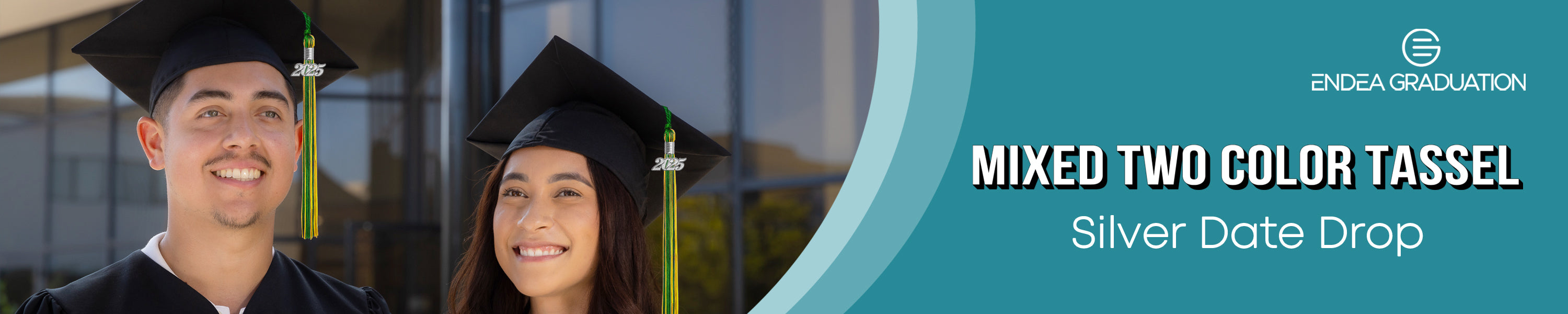 Mixed Three-Color Graduation Tassels With Silver Date Drop