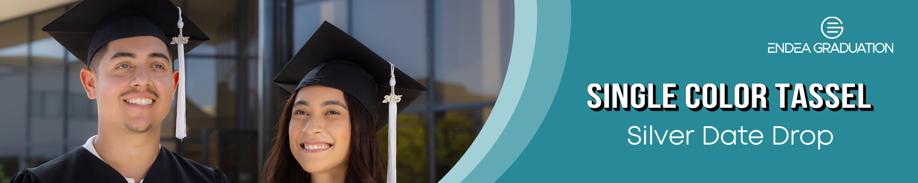 Single Color Graduation Tassels With Silver Date Drop