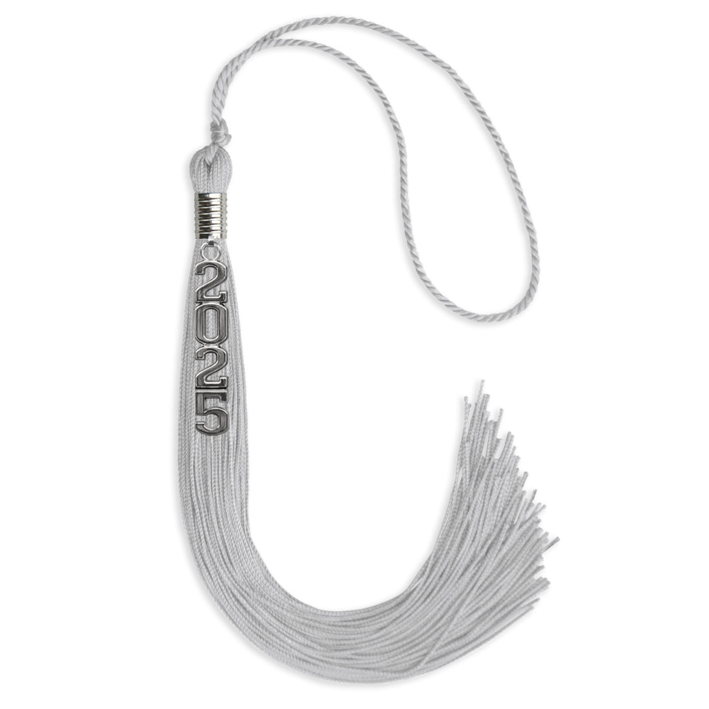 Silver Graduation Tassel with Silver Stacked Date Drop