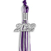 Purple/Silver/White Mixed Color Graduation Tassel With Silver Date Drop - Endea Graduation