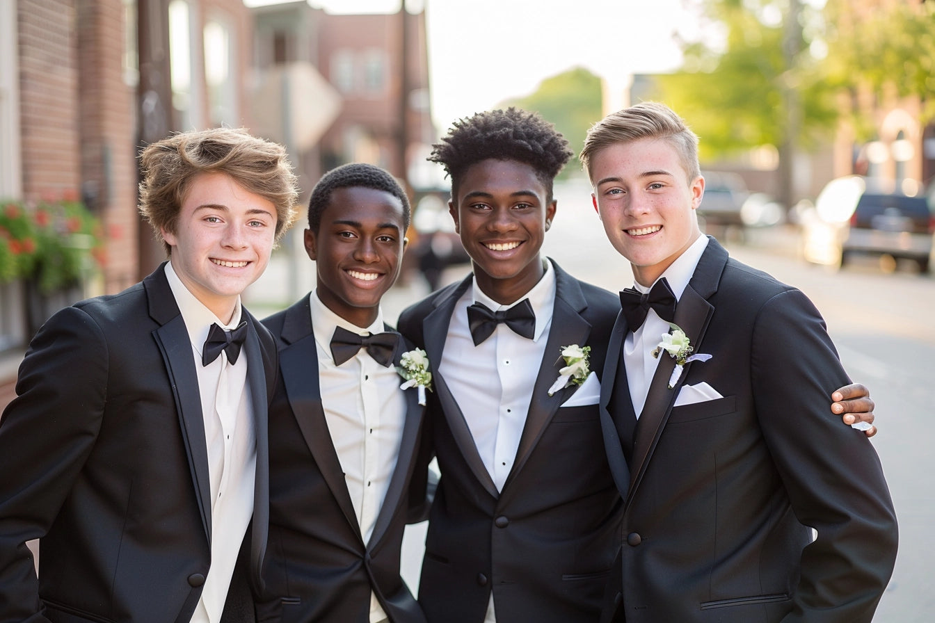 boys getting ready for prom in tuxedos
