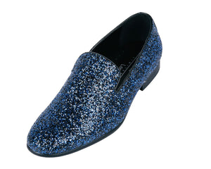 blue sparkly loafers