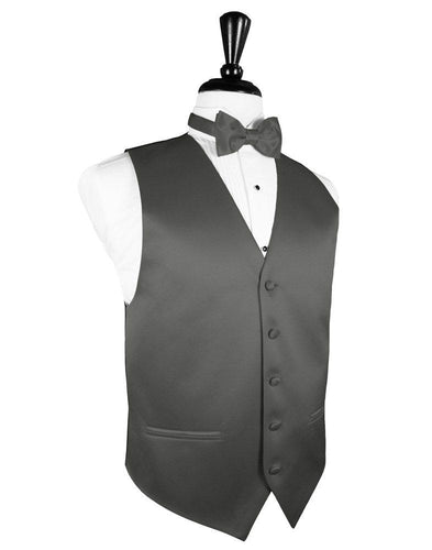 Charcoal Solid Satin Vest - Tuxedo Club