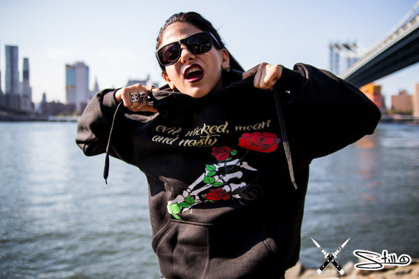 Chi Flo x Still 1 Fall Streetwear Shoot in Brooklyn Evil Wicked Mean and Nasty Straight Outta Prison Unisex Hoodie