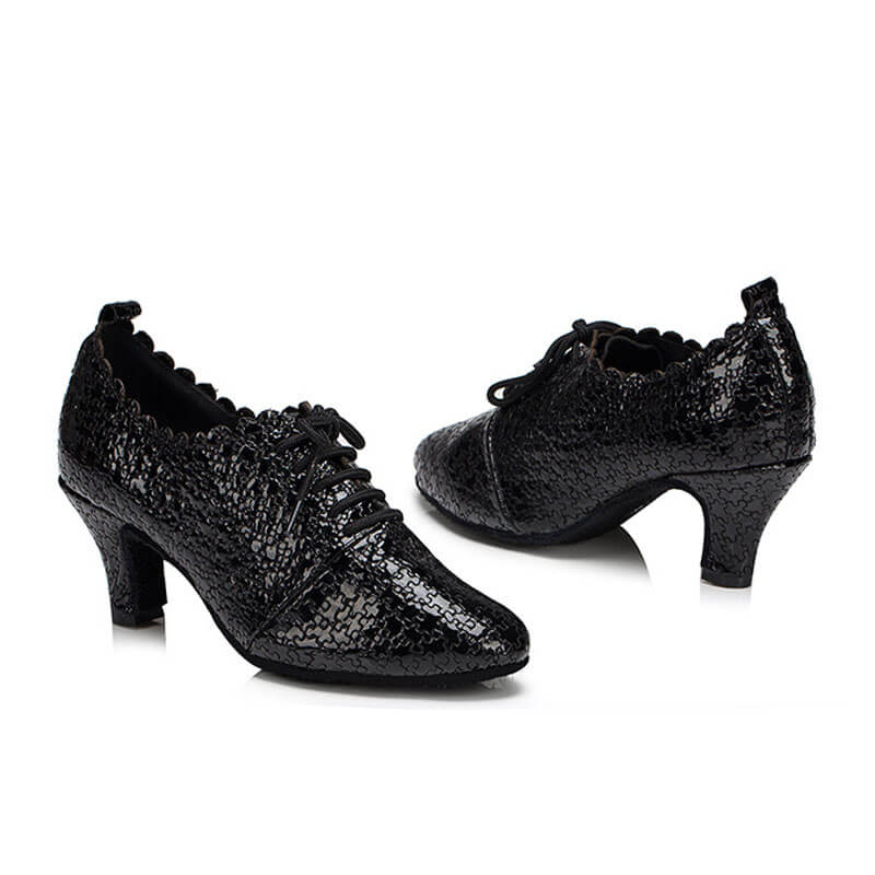 Womens Closed Toe Cross Straps Romantic Spool Latin Shoes 2‘’/2.4 ...