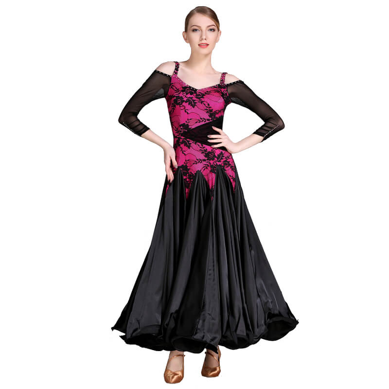 Womens Maxi Maxi Collarless Long Sleeve Ballroom Dress Embroidery – DANCEYM