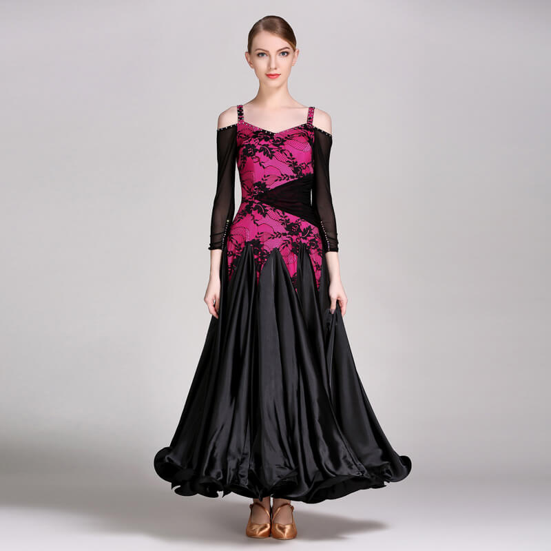 Womens Maxi Maxi Collarless Long Sleeve Ballroom Dress Embroidery – DANCEYM