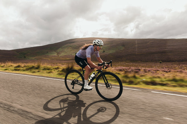 Cyclist enjoying her first road bike