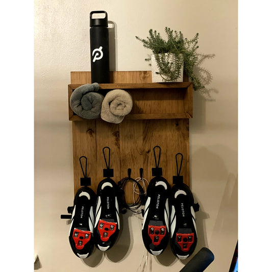 Wall mounted Solid Wood and Pipe shoe rack – Crafted of Light and