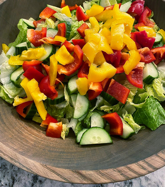 Green salad in the Wooden Salad Bowl