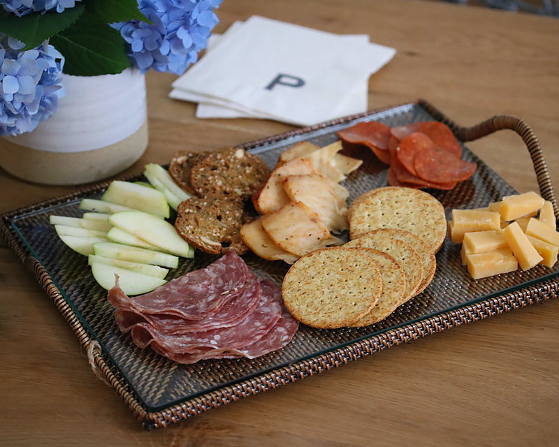 Rectangular Tray With Glass Bottom